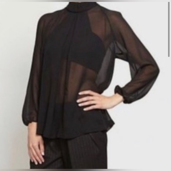 Robert Rodriguez Illusion Open Back Black Blouse Sz L - Picture 1 of 11